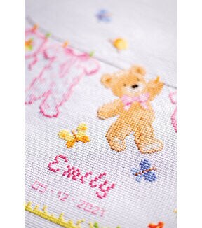 Vervaco 8 x 9 Birth Bear Counted Cross Stitch Kit