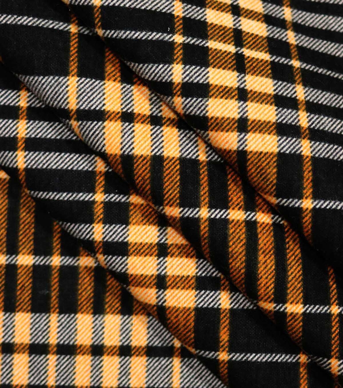 Black & Orange Plaid Super Snuggle Flannel Fabric