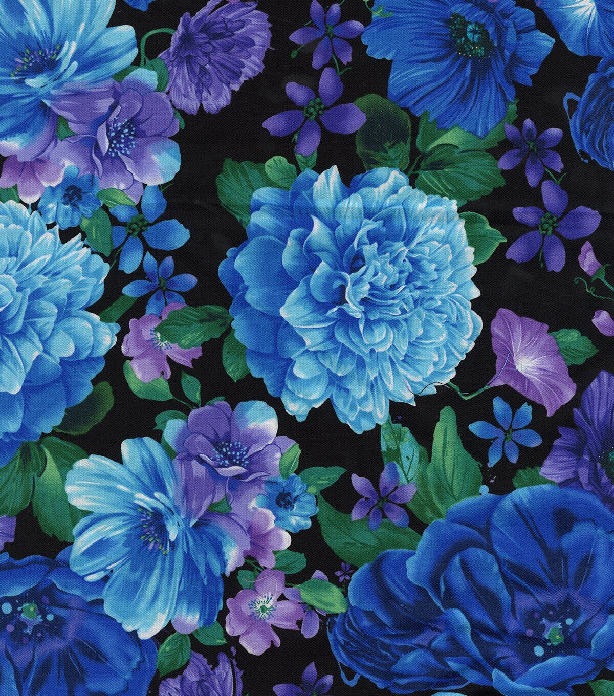 Hi Fashion Floral On Black Packed Premium Print Cotton Fabric