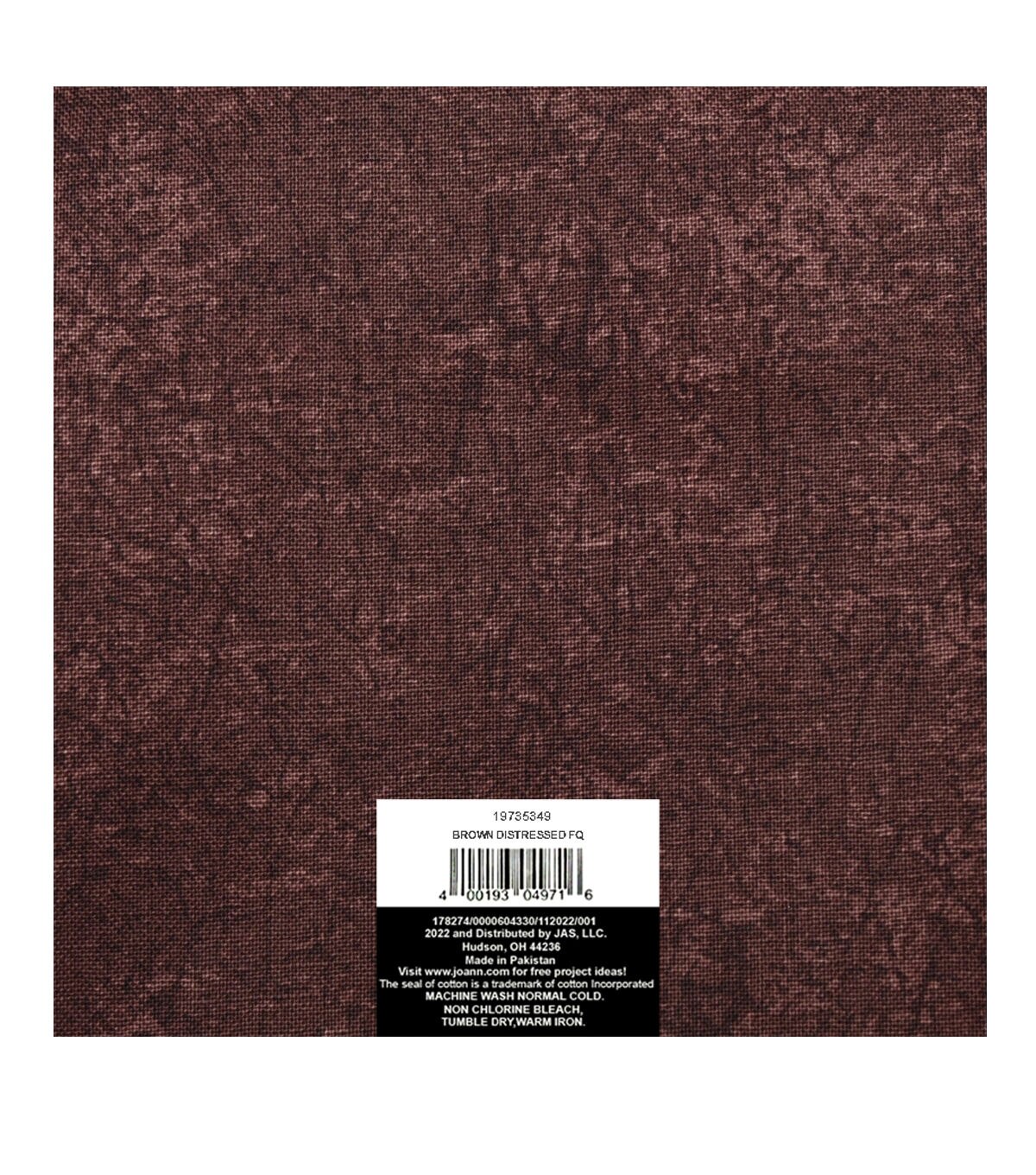 18 x 21 Brown Distressed Cotton Fabric Quarter 1pc by Keepsake Calico