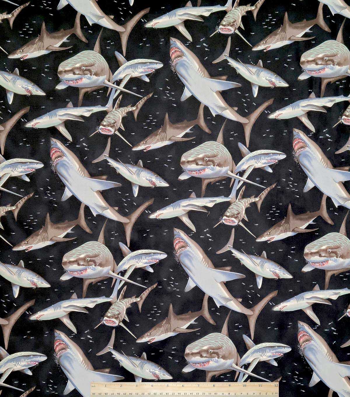 Alexander Henry Sharks on Black Premium Cotton Fabric