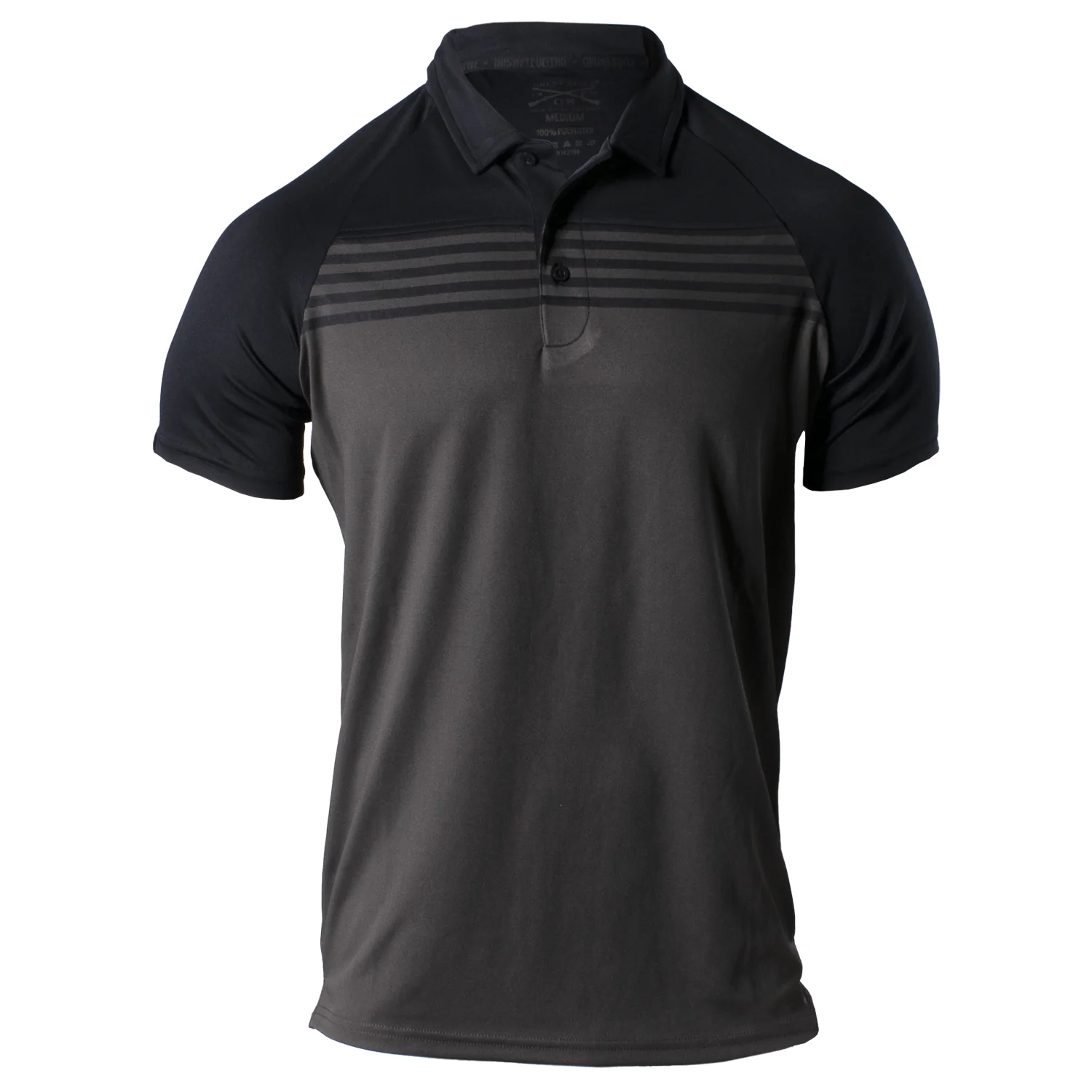 Men's Chest Stripe Polo - Black Charcoal