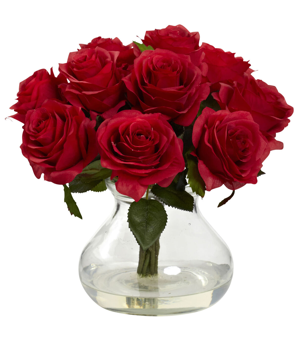Nearly Natural Red Rose Arrangement with Vase