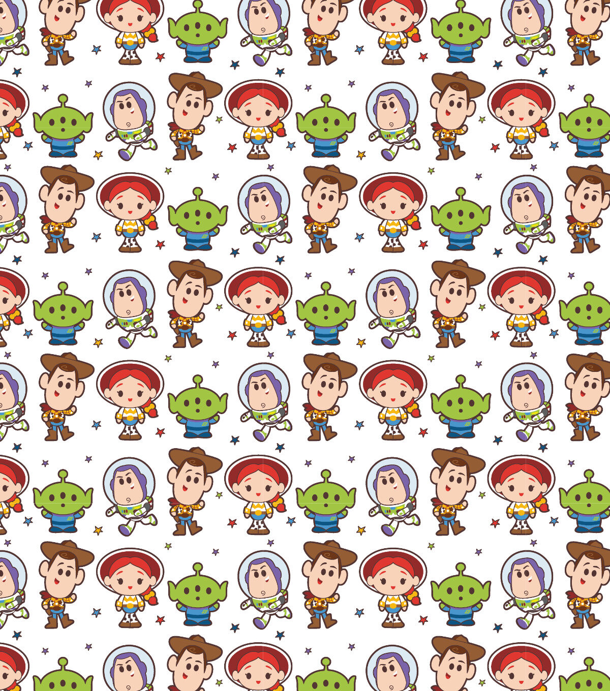 Disney Toy Story Cute Stars on White Cotton Fabric