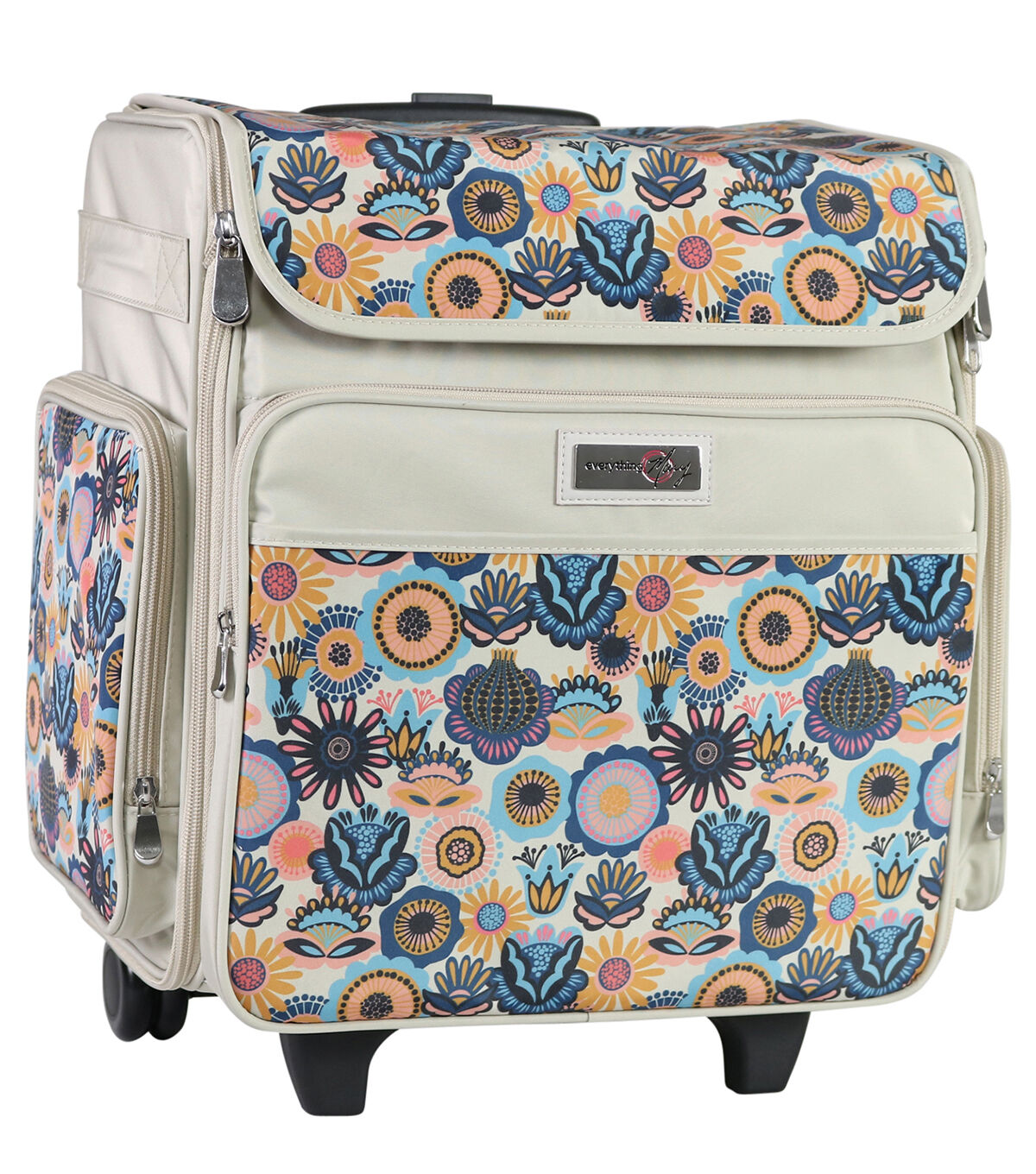Everything Mary 15.5 Floral Collapsible Rolling Craft Bag