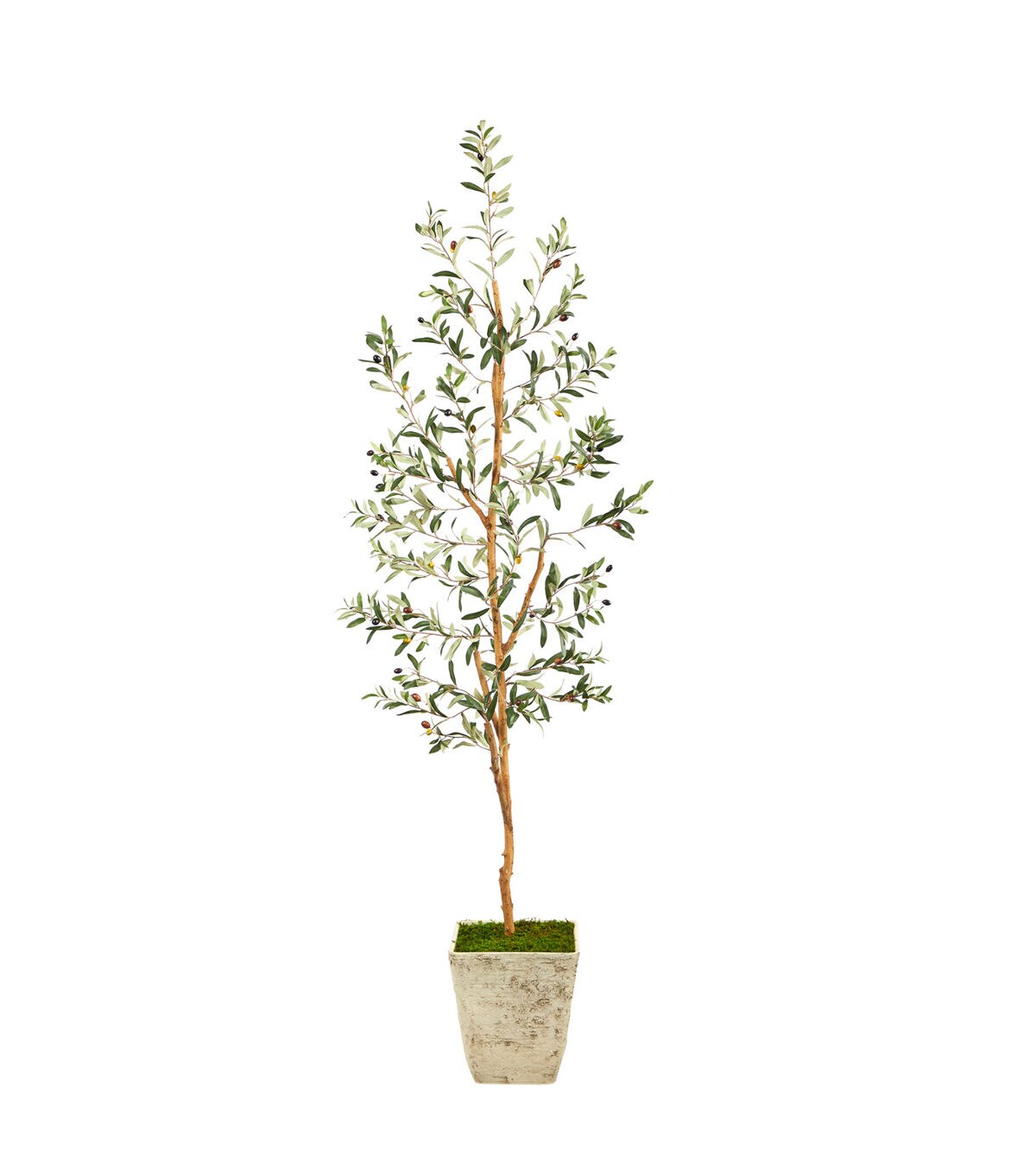 Nearly Natural 70 Olive Artificial Tree in Country White Planter