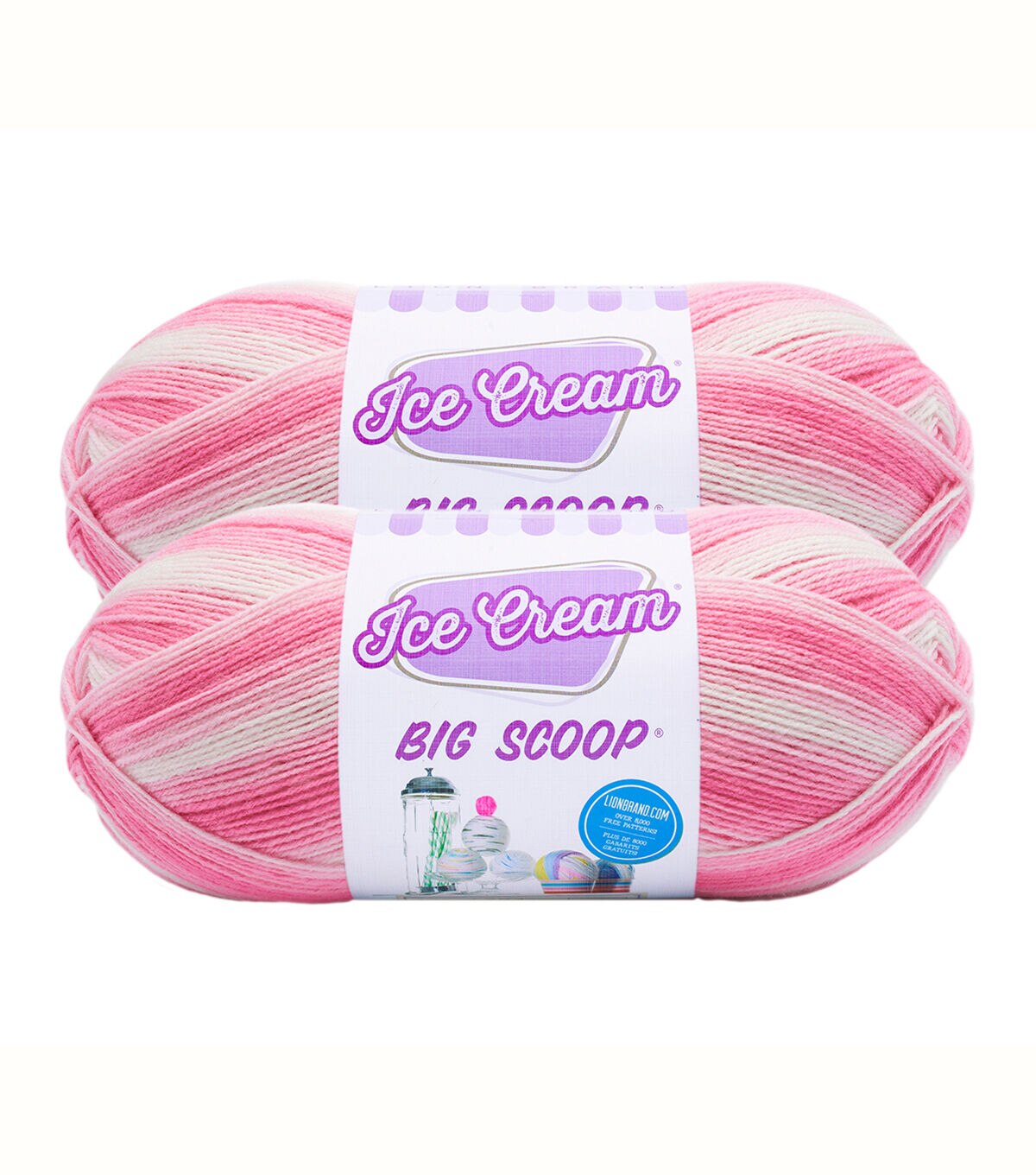 Lion Brand Ice Cream Big Scoop Light Weight Acrylic Yarn 2 Bundle