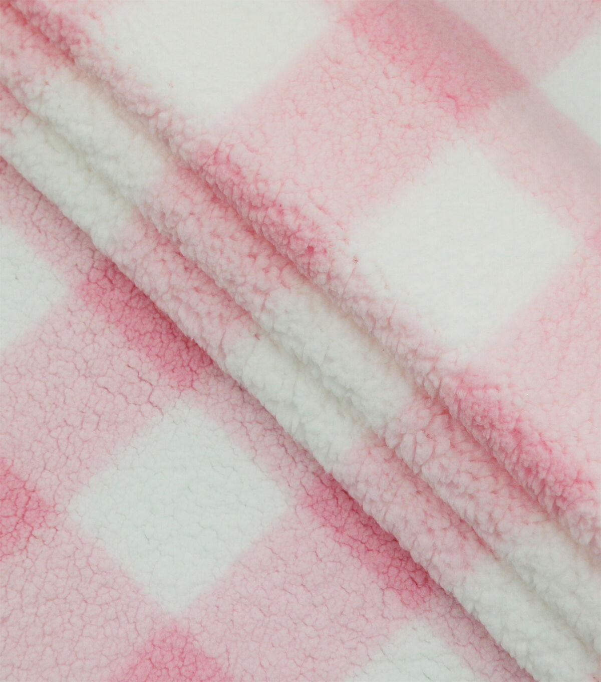 Pink Gingham Sherpa Fleece Fabric