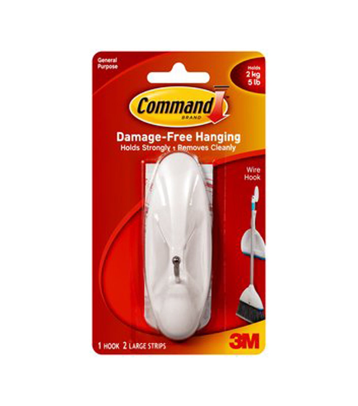Command 5lbs Large Wire Hook & Strips 3ct