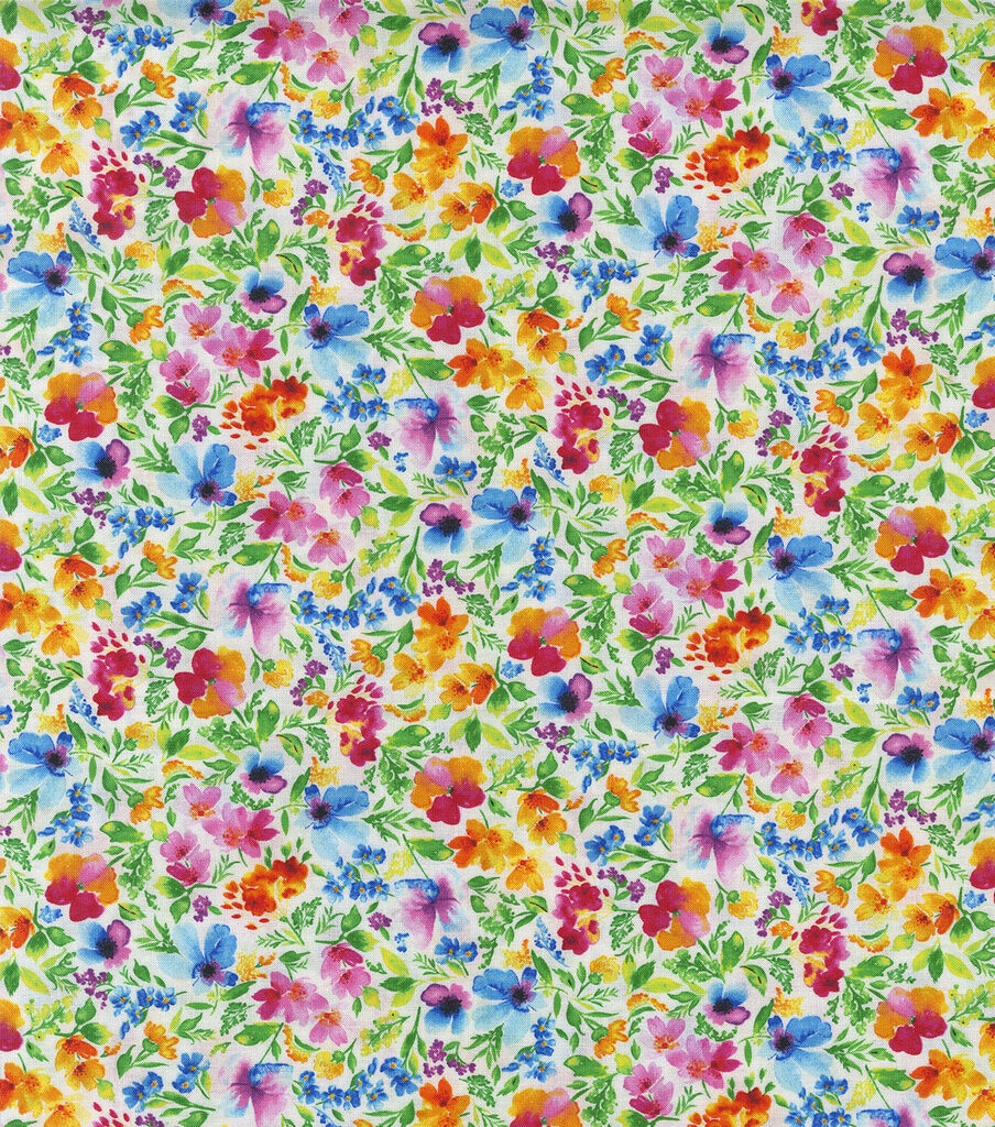 Hi Fashion Rainbow Flower Garden Premium Cotton Fabric