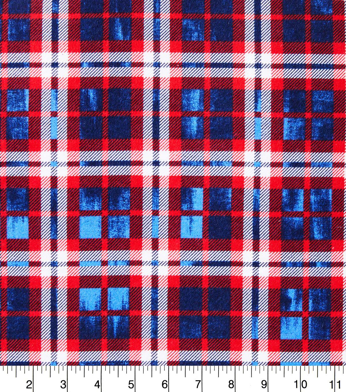 Blue & Red Tartan Plaid Super Snuggle Flannel Fabric
