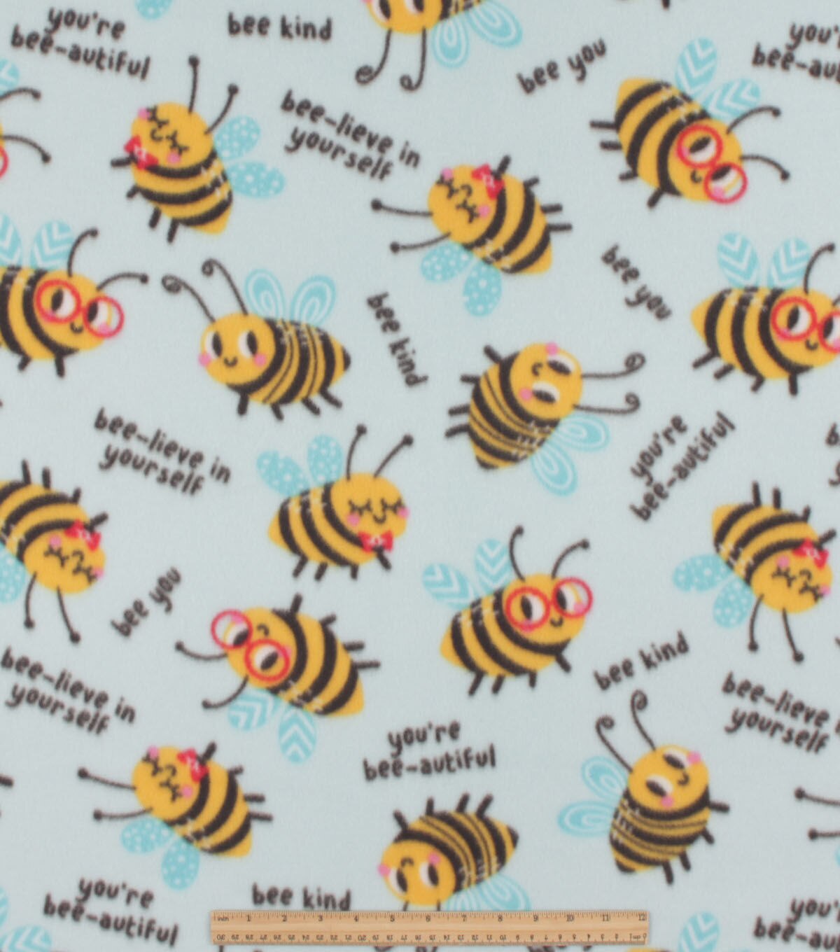 Bee You on Blue Blizzard Fleece Fabric