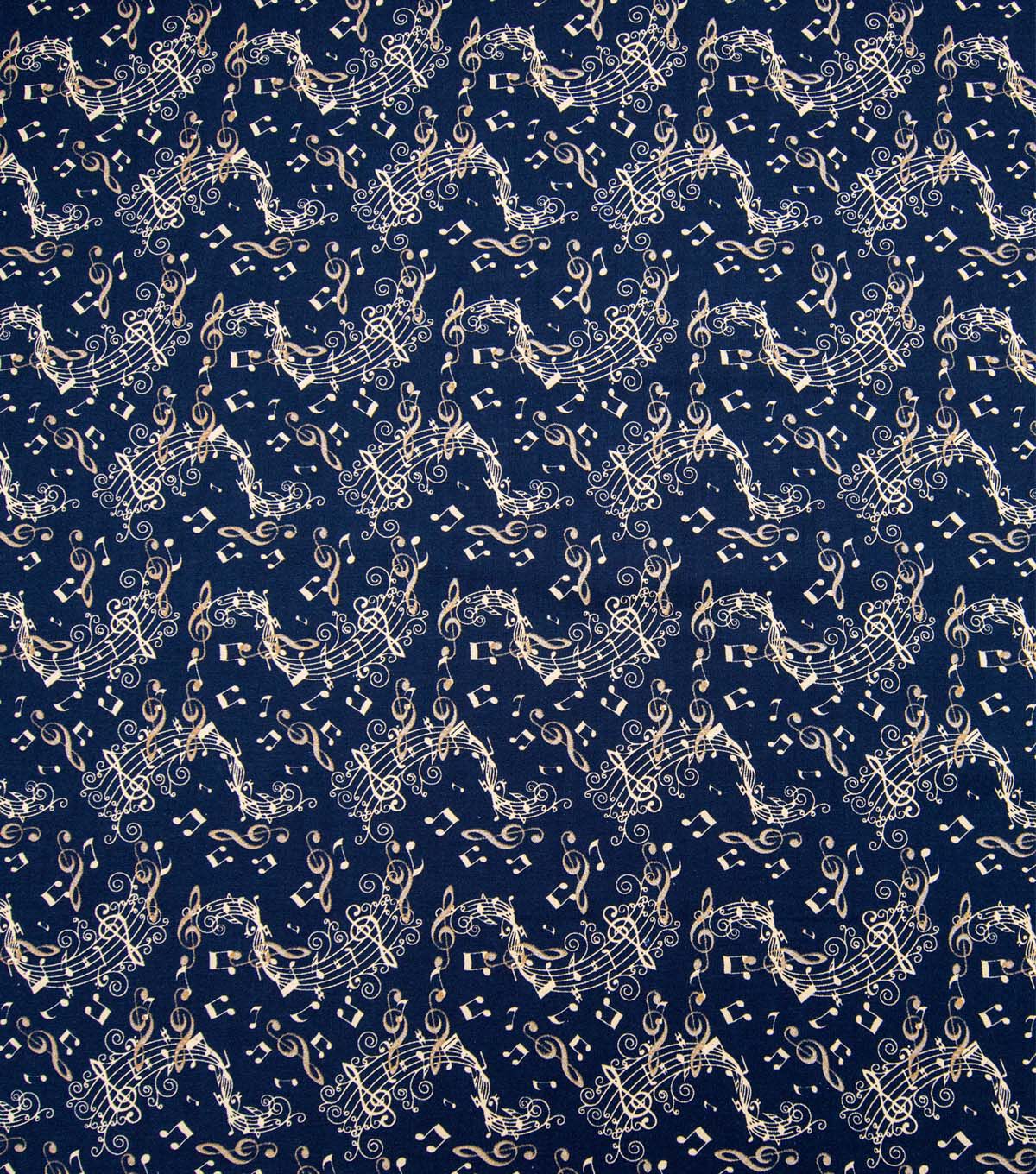 Music Black & Gold Novelty Metallic Cotton Fabric