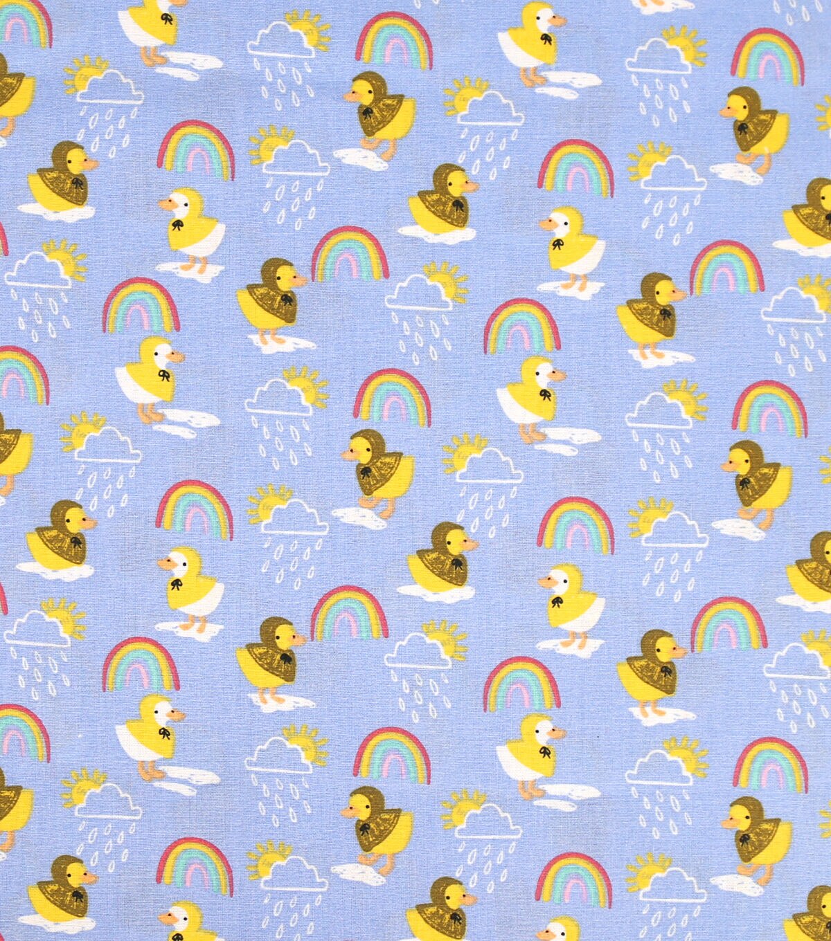 Ducks In Raincoats on Purple Novelty Cotton Fabric