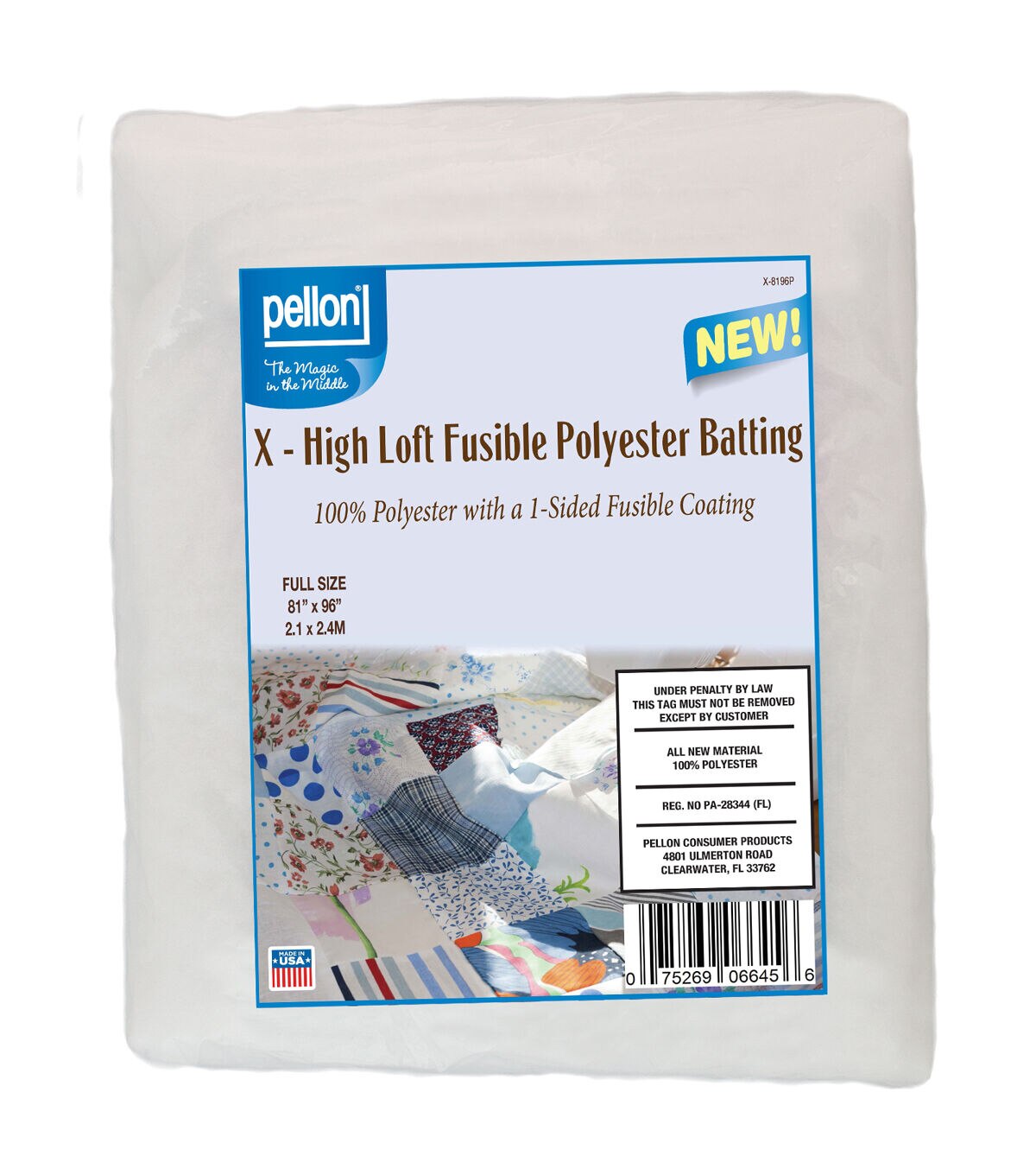 Pellon 1 Sided Fusible Polyester Batting 81 x 96