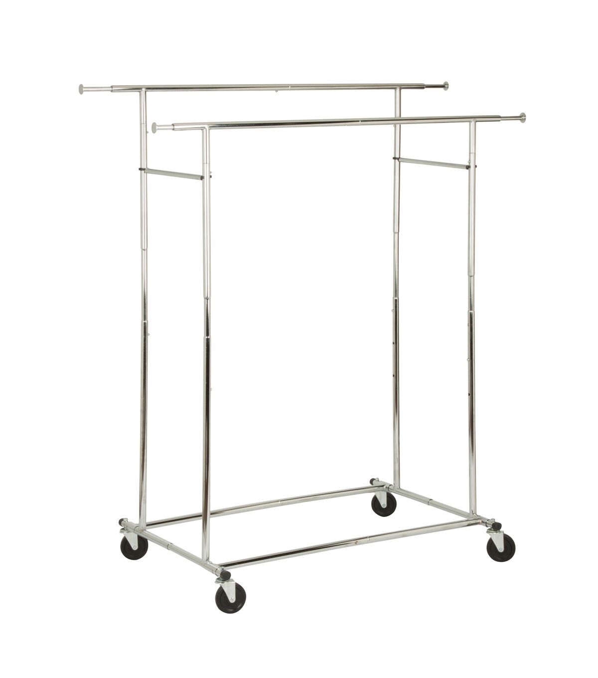 Honey Can Do 75 Chrome Dual Bar Adjustable Rolling Clothes Rack