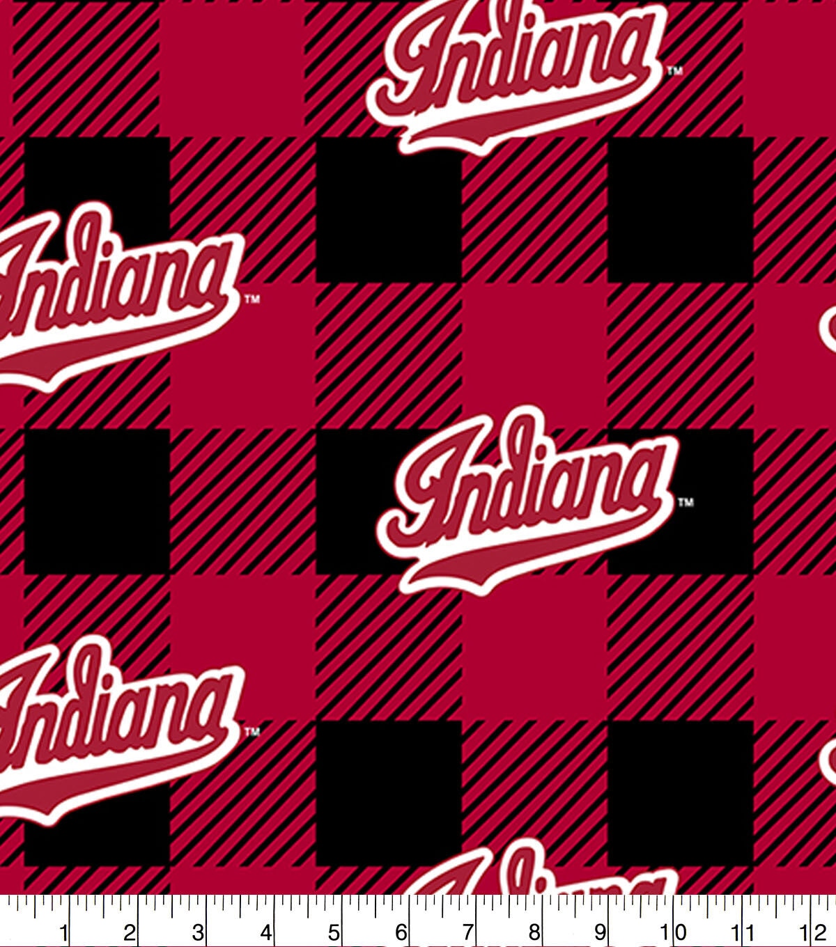Indiana Hoosiers Fleece Fabric Buffalo Check