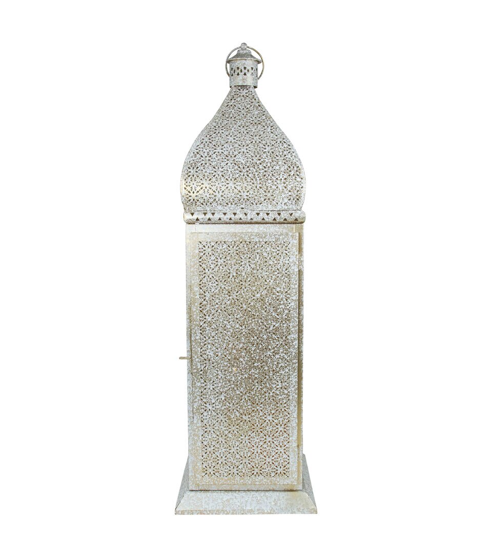 Northlight 30.5 White Gold Moroccan Pillar Candle Lantern