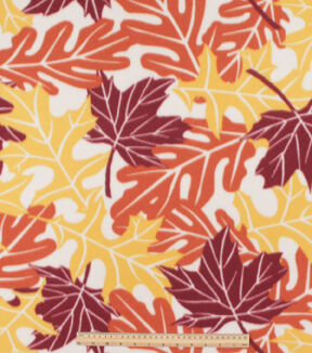 Multicolor Large Leaves Blizzard Fleece Fabric