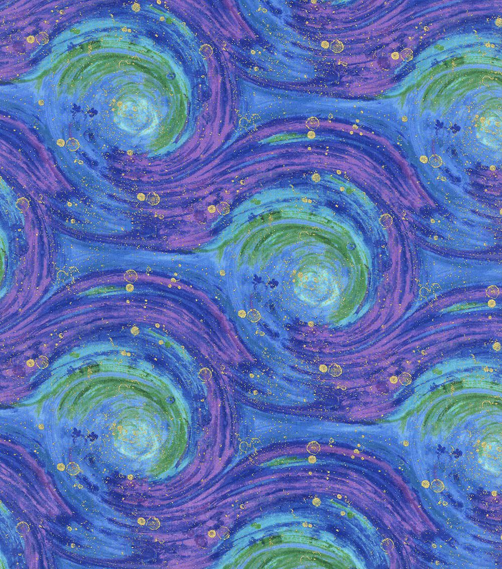 Hi Fashion Blue & Purple Blender Premium Metallic Cotton Fabric