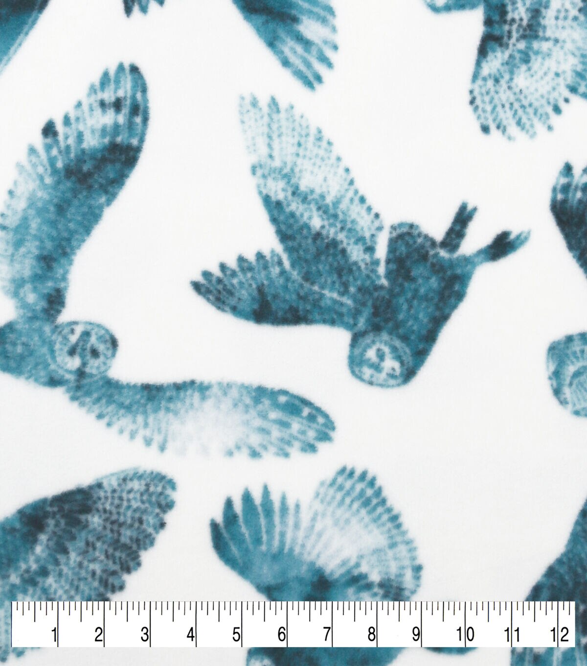 Teal Snowy Owls Anti Pill Fleece Fabric