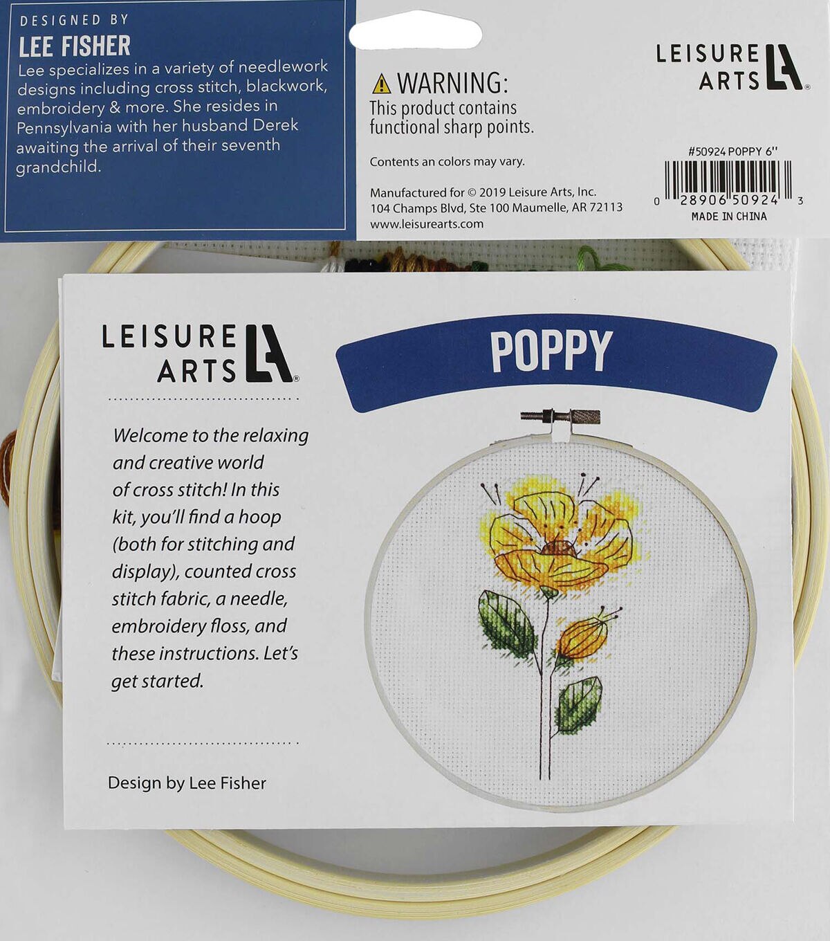 Leisure Arts 6 Yellow Poppy Embroidery Kit