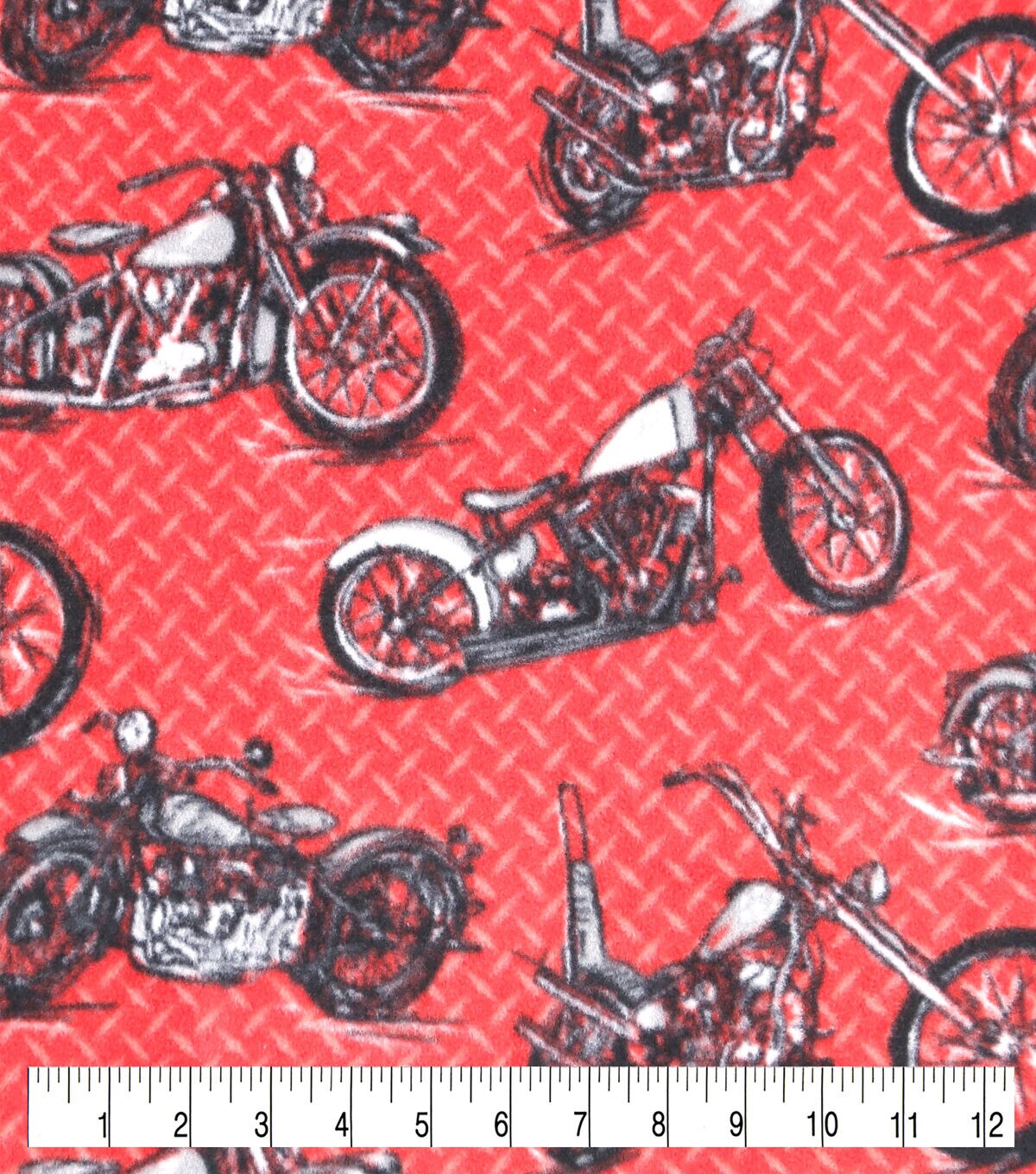 Motorcycles on Metal Grating Anti Pill Fleece Fabric