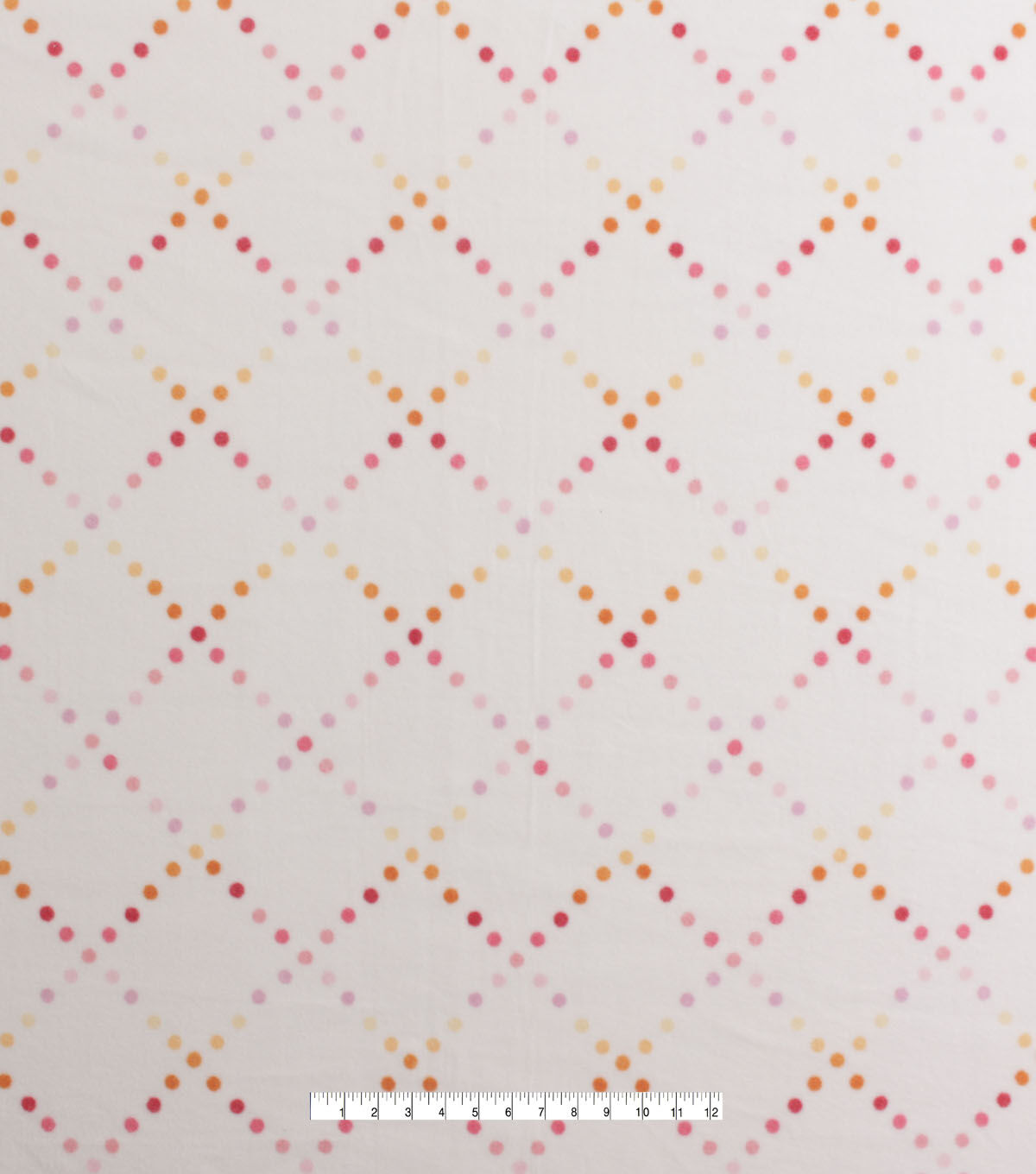 Orange & Pink Pastel Dotted Diamonds Anti Pill Fleece Fabric