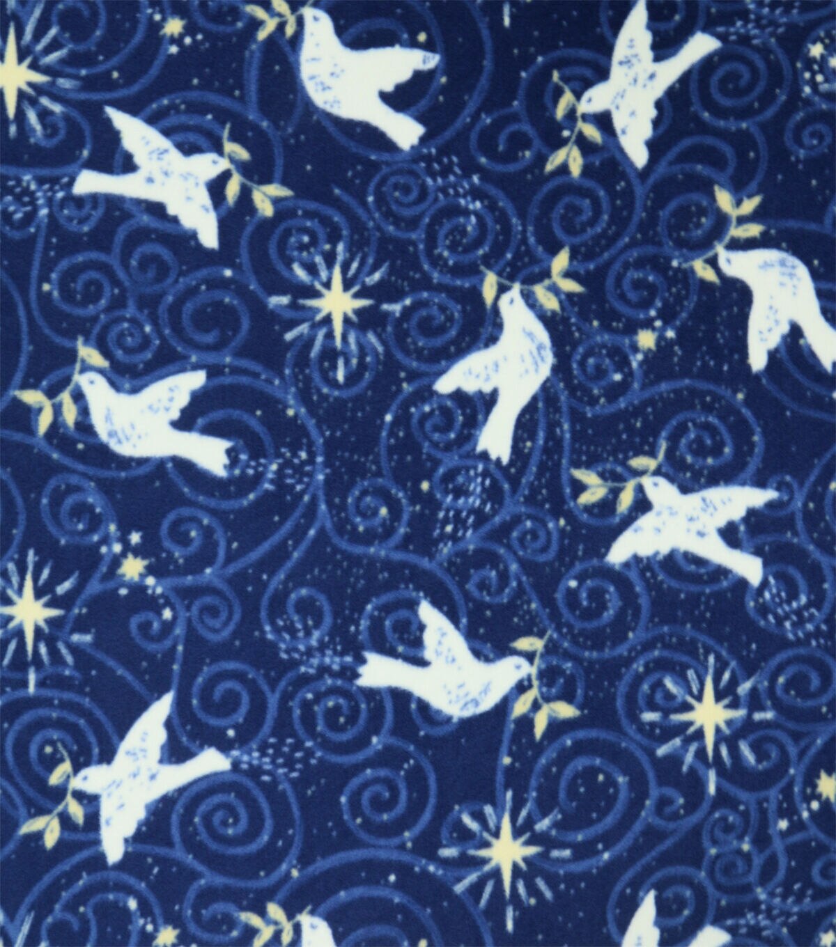 Blue Winter Solstice Birds in the Night Sky Anti Pill Fleece Fabric