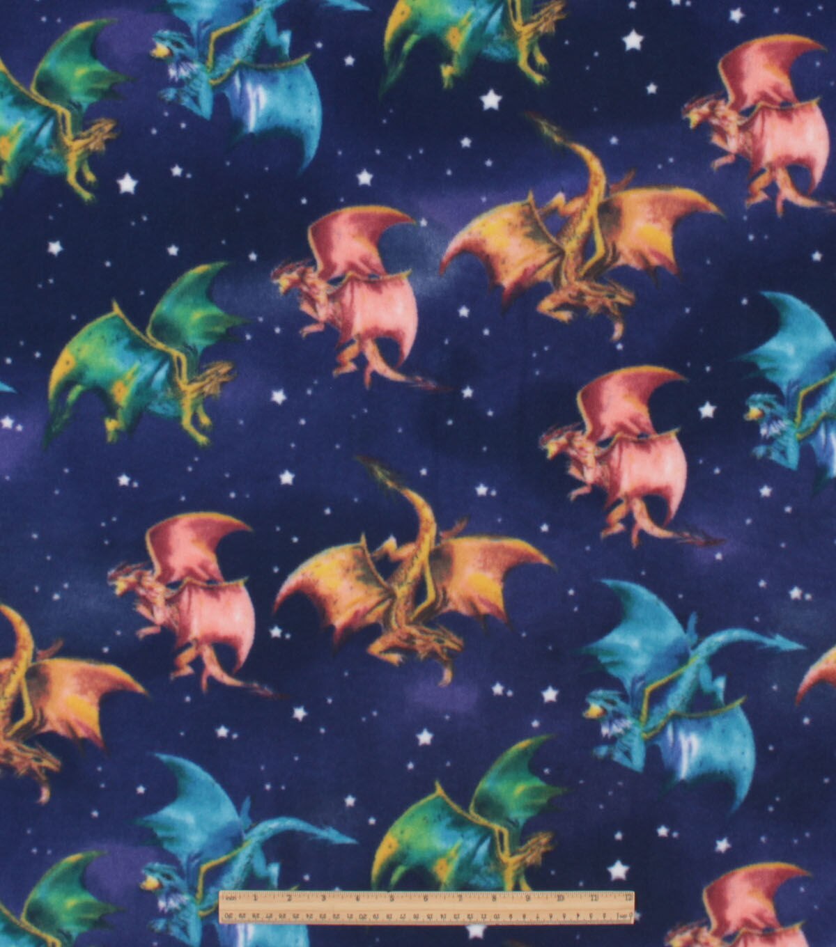 Dragons & Stars on Navy Anti Pill Plush Fleece Fabric
