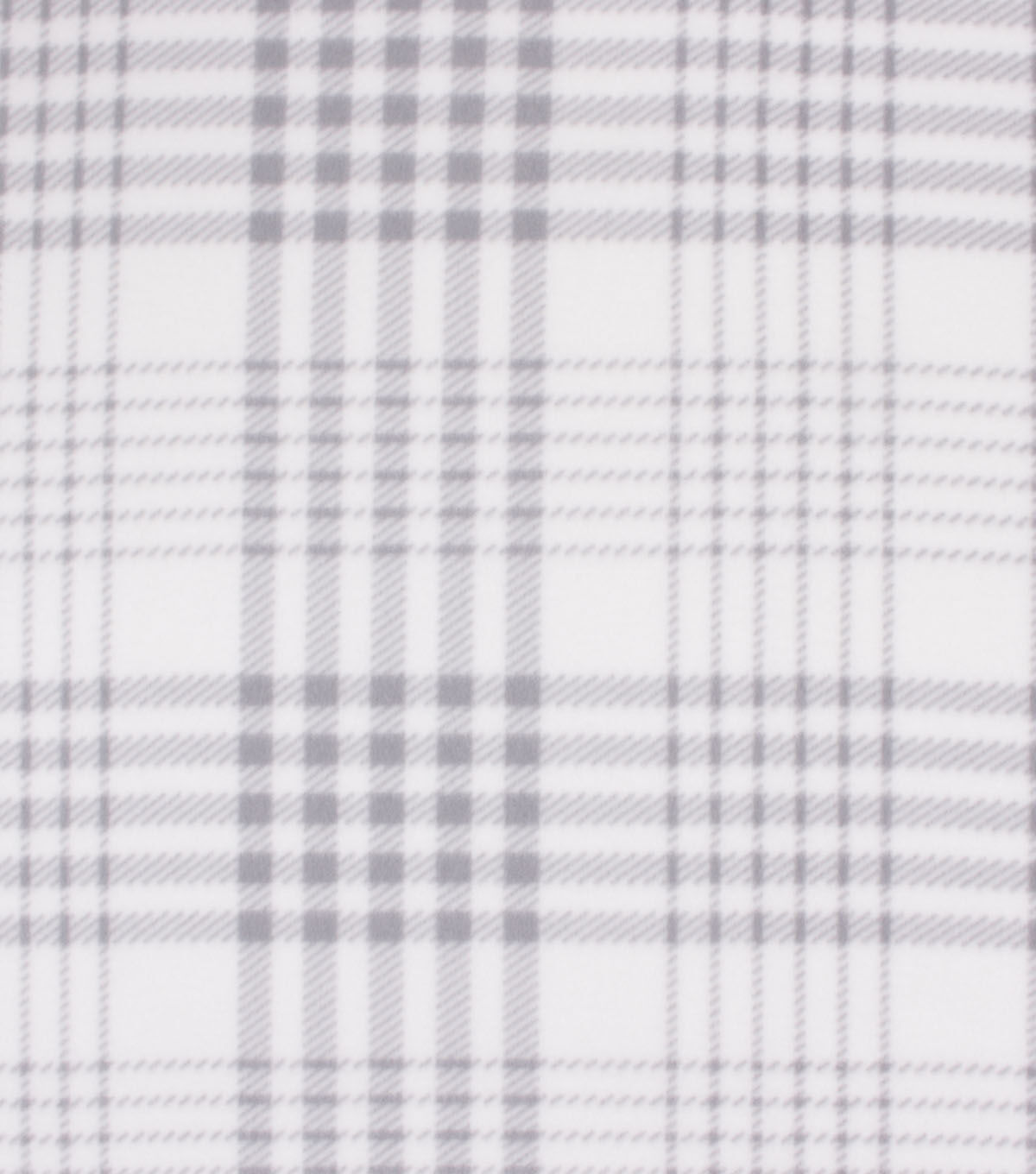 Blizzard Fleece Fabric White & Gray Plaid