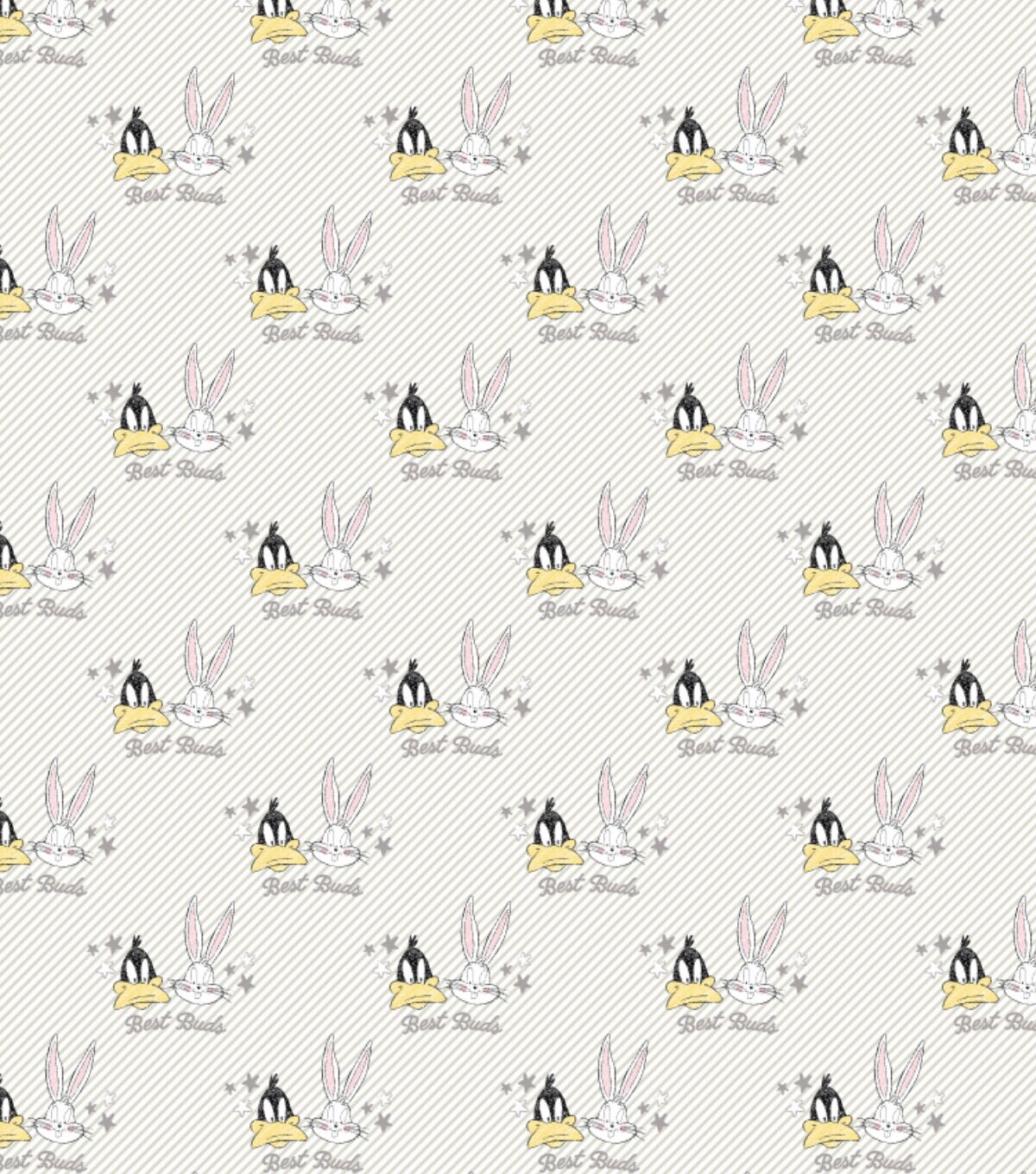 Looney Tunes Bugs Daffy White Flannel Fabric