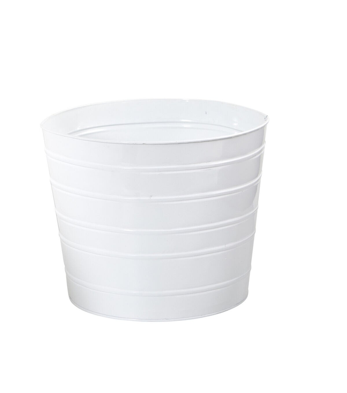 Nearly Natural 12 Farmhouse White Metal Ribbed Planter