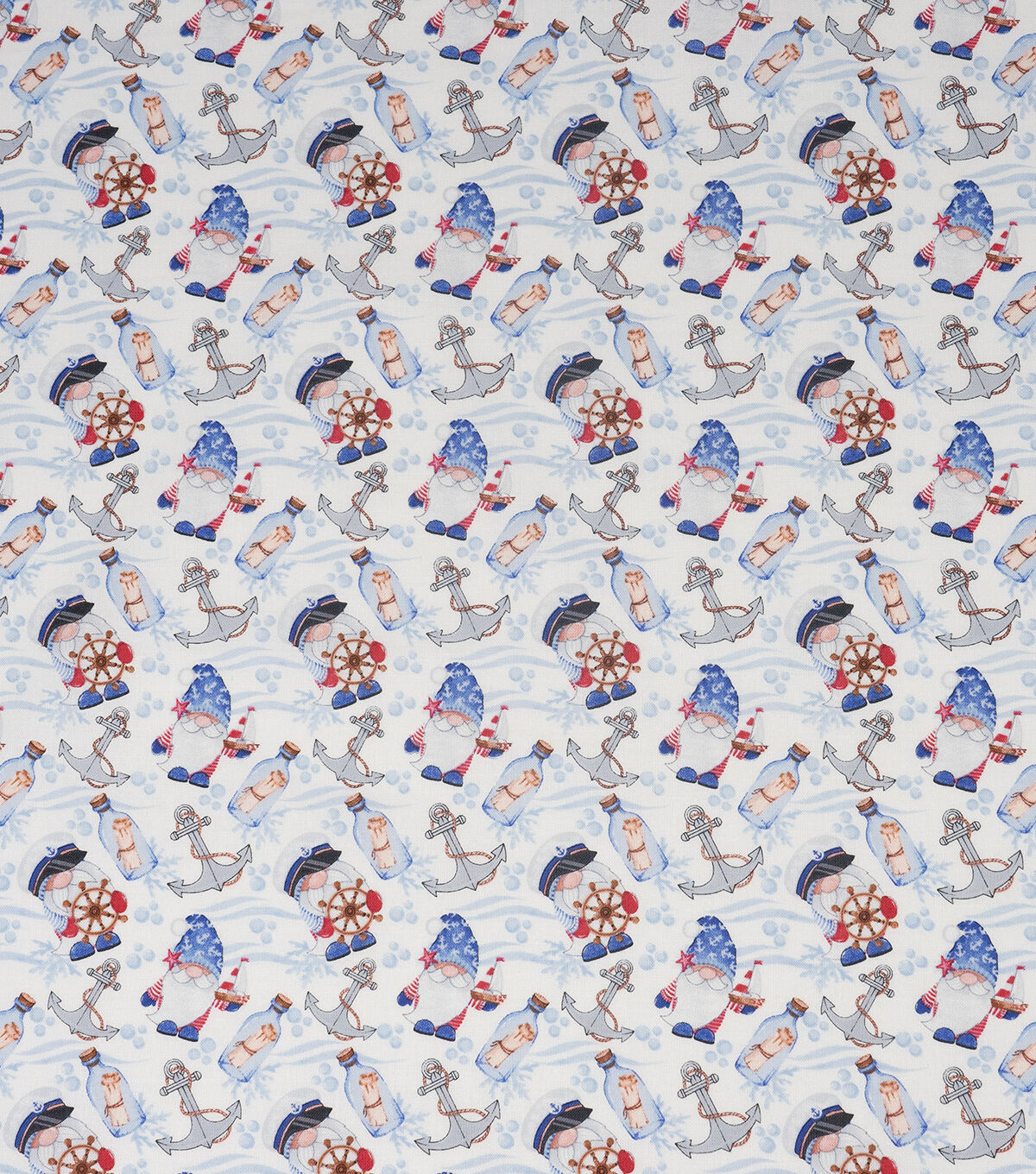 Nautical Gnomes on Blue Novelty Cotton Fabric