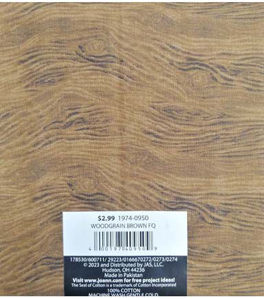 18 x 21 Brown Woodgrain Cotton Fabric Quarter 1pc by Keepsake Calico