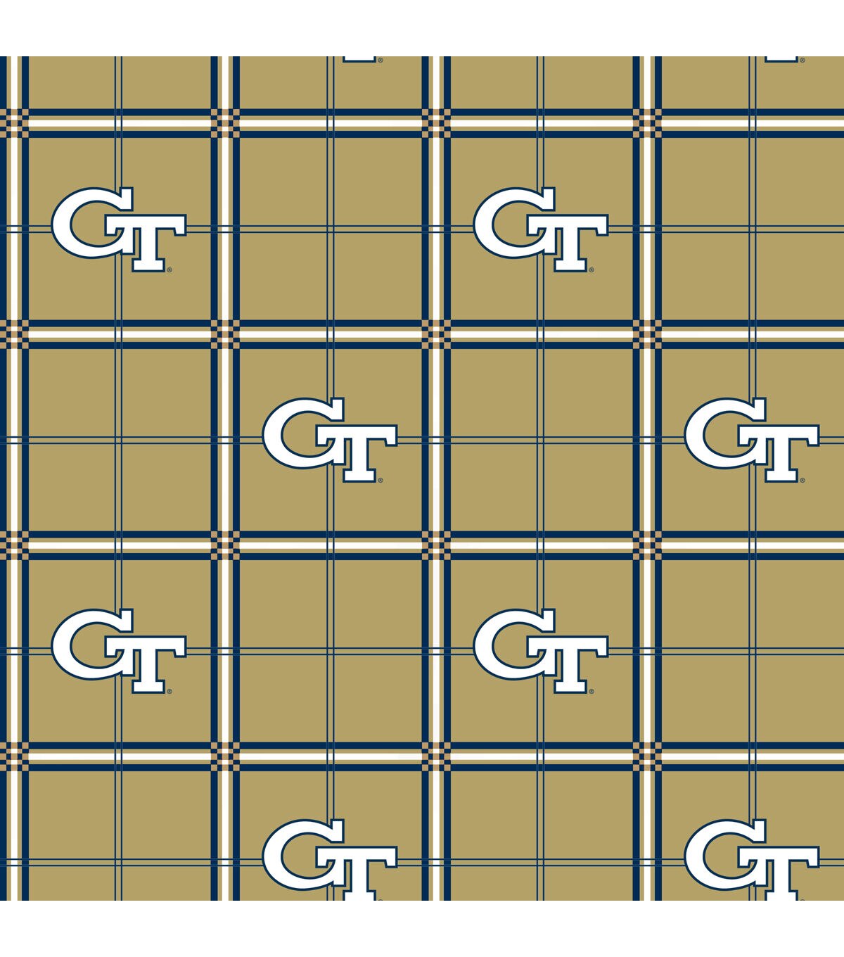 Georgia Tech Yellow Jackets Flannel Fabric 42 Plaid