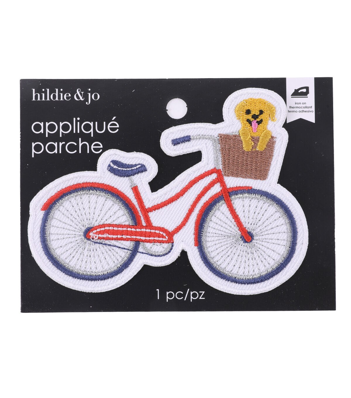 3.5 Bicycle With Dog Basket Applique by hildie & jo