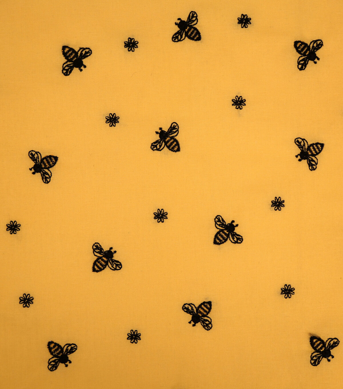 Embroidered Bees on Yellow Quilt Cotton Fabric by Keepsake Calico
