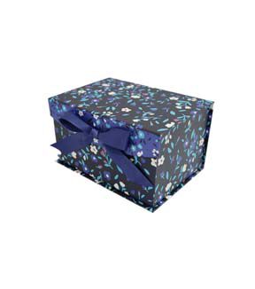 8 Floral on Dark Blue Flip Top Box With Bow by Place & Time