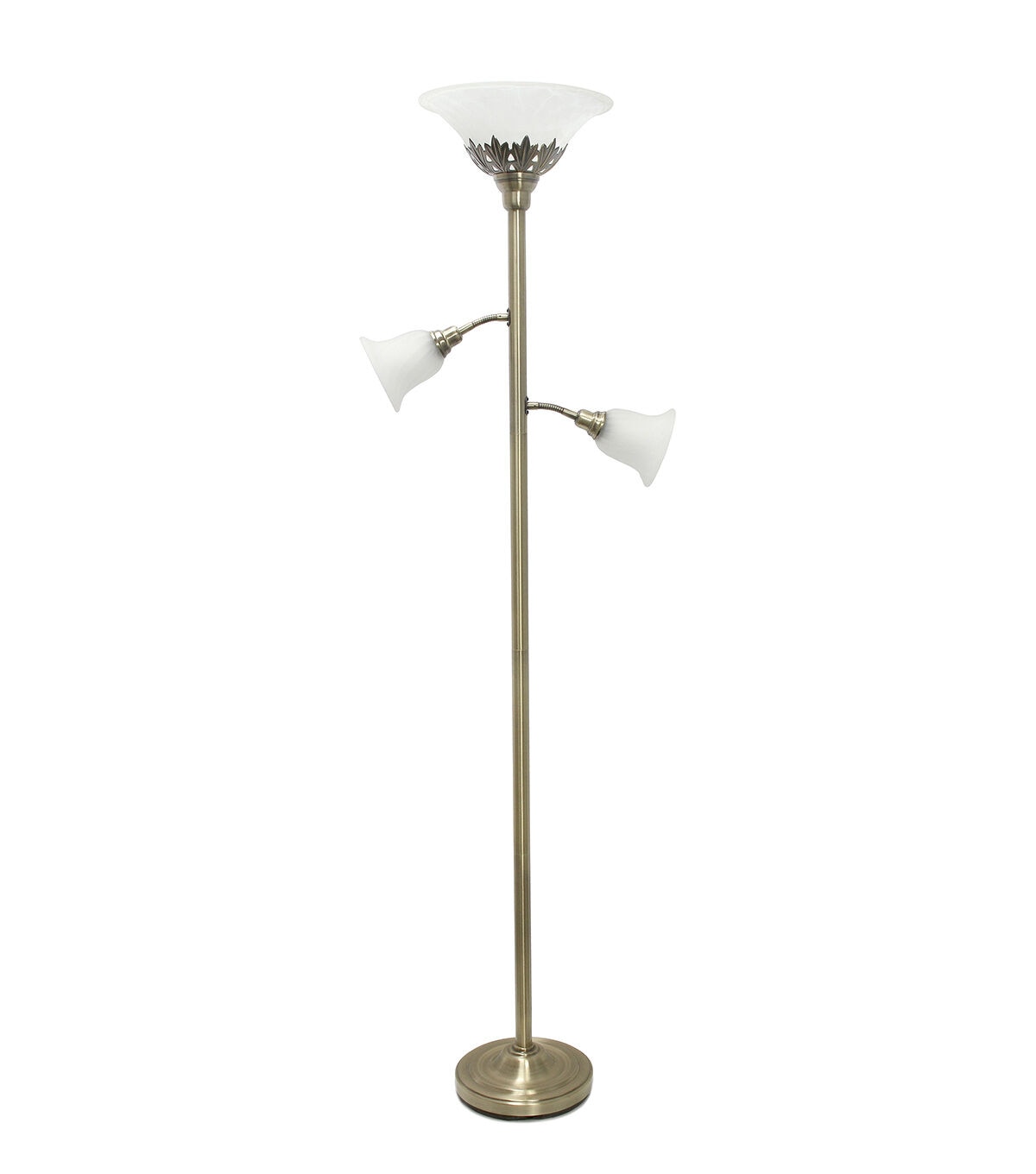 All The Rages Floor Lamp with 2 Reading Lights and Scalloped Shades