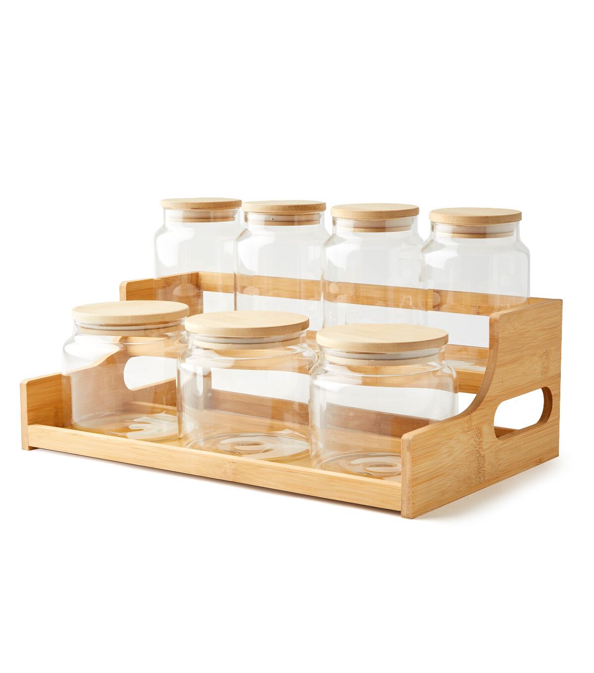 7ct Glass Jars & Wood Organization Shelf by Park Lane