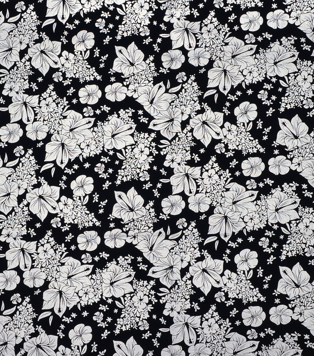 Luau Floral on Black Quilt Foil Cotton Fabric by Keepsake Calico