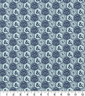 Dungeons & Dragons Blue Dice Cotton Fabric