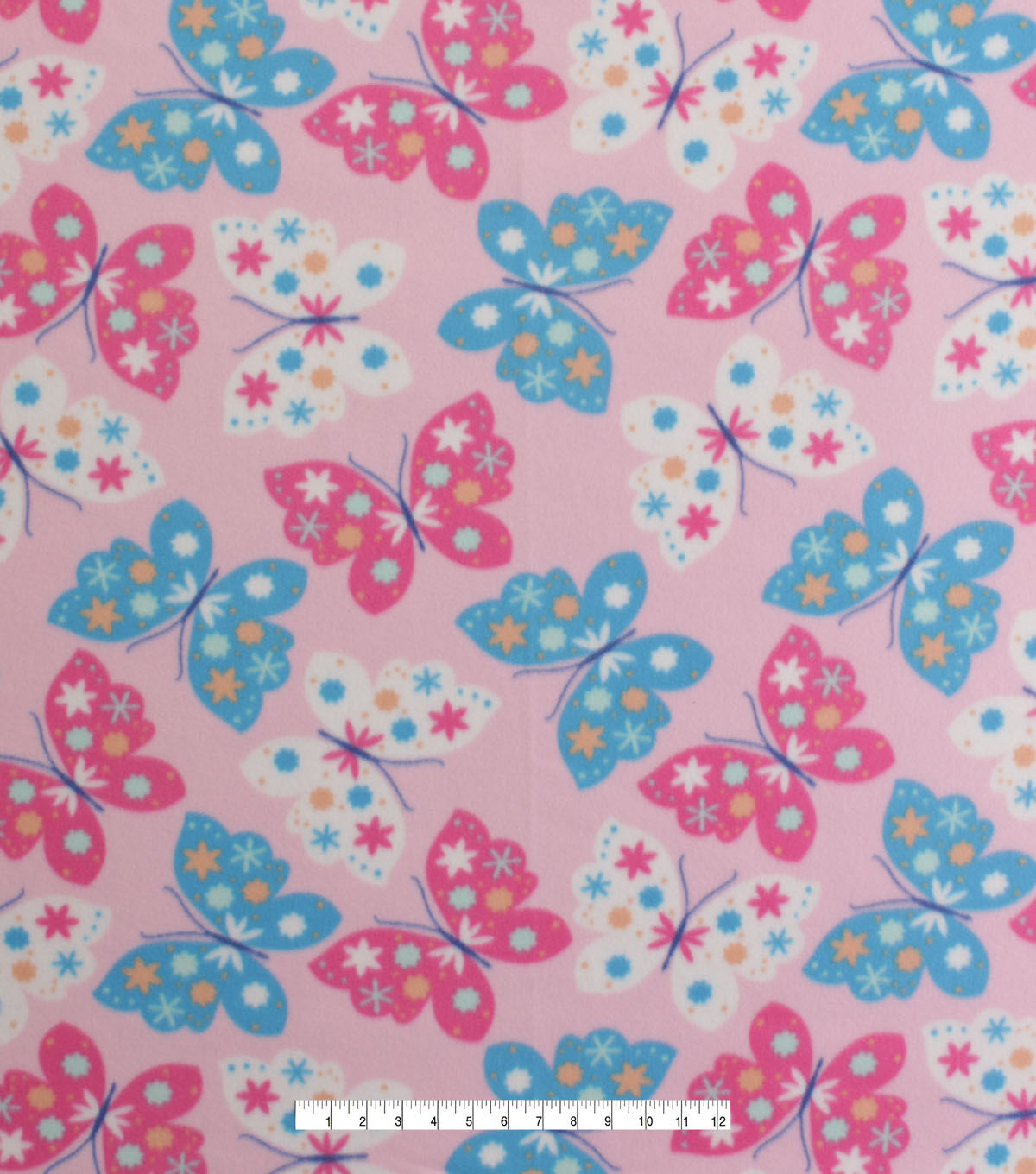 Butterflies On Pink Blizzard Fleece Fabric