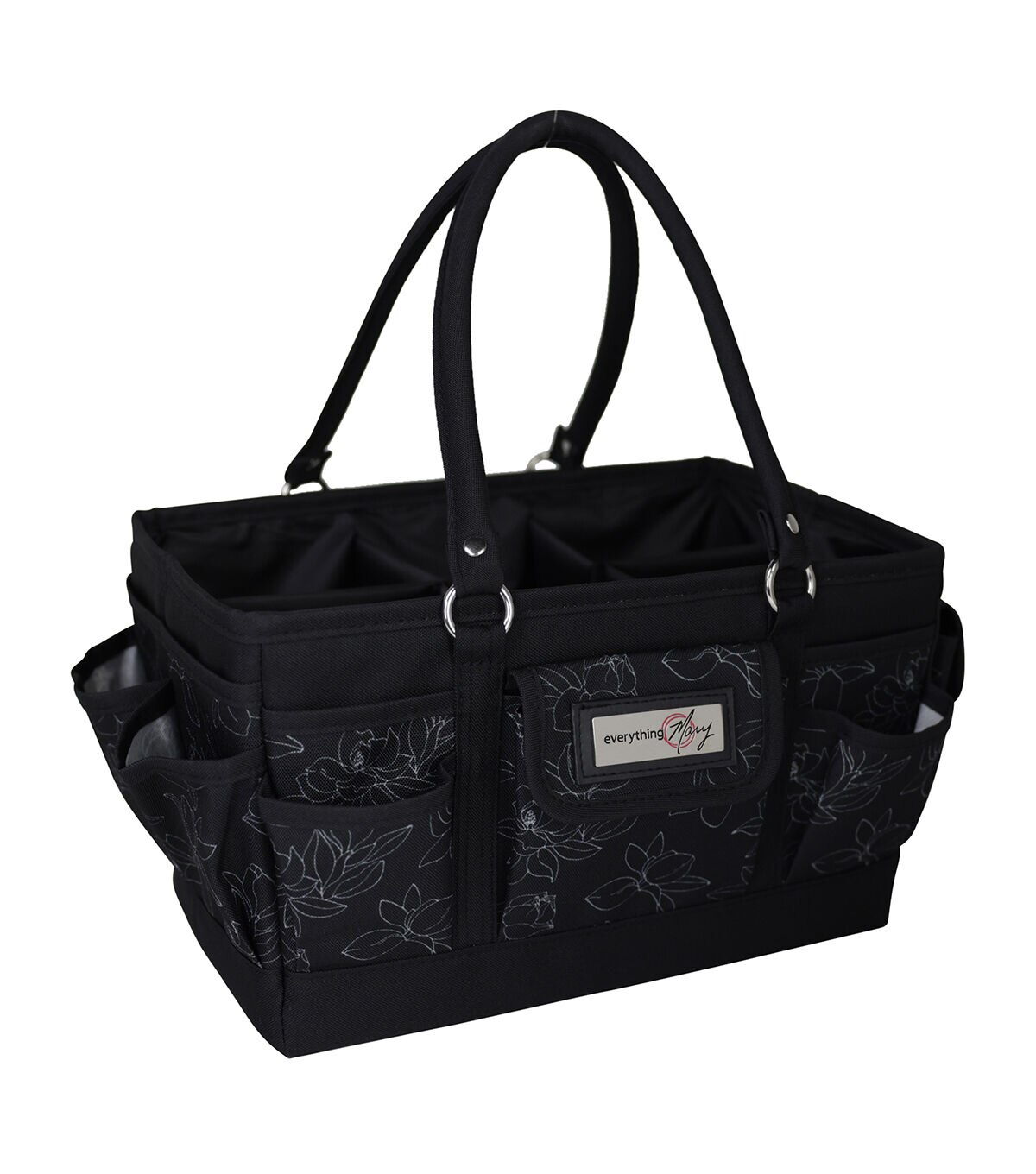 Everything Mary 12 White Floral on Black Deluxe Store & Tote