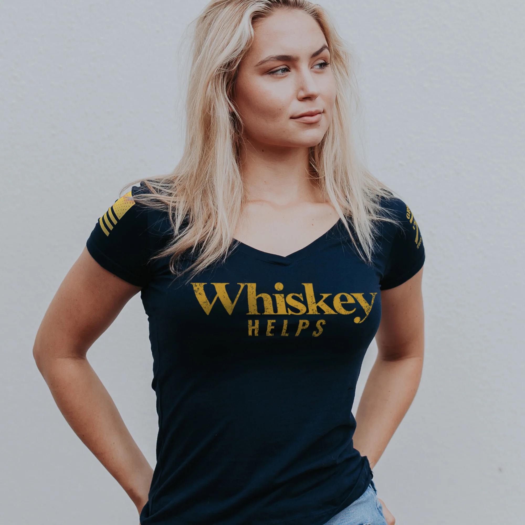 Women's Whiskey Helps V-Neck - Midnight Navy