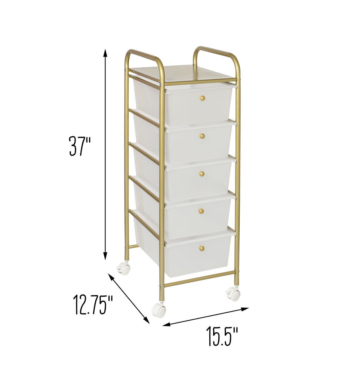 37 Rolling Storage Cart With 5 Plastic Drawers