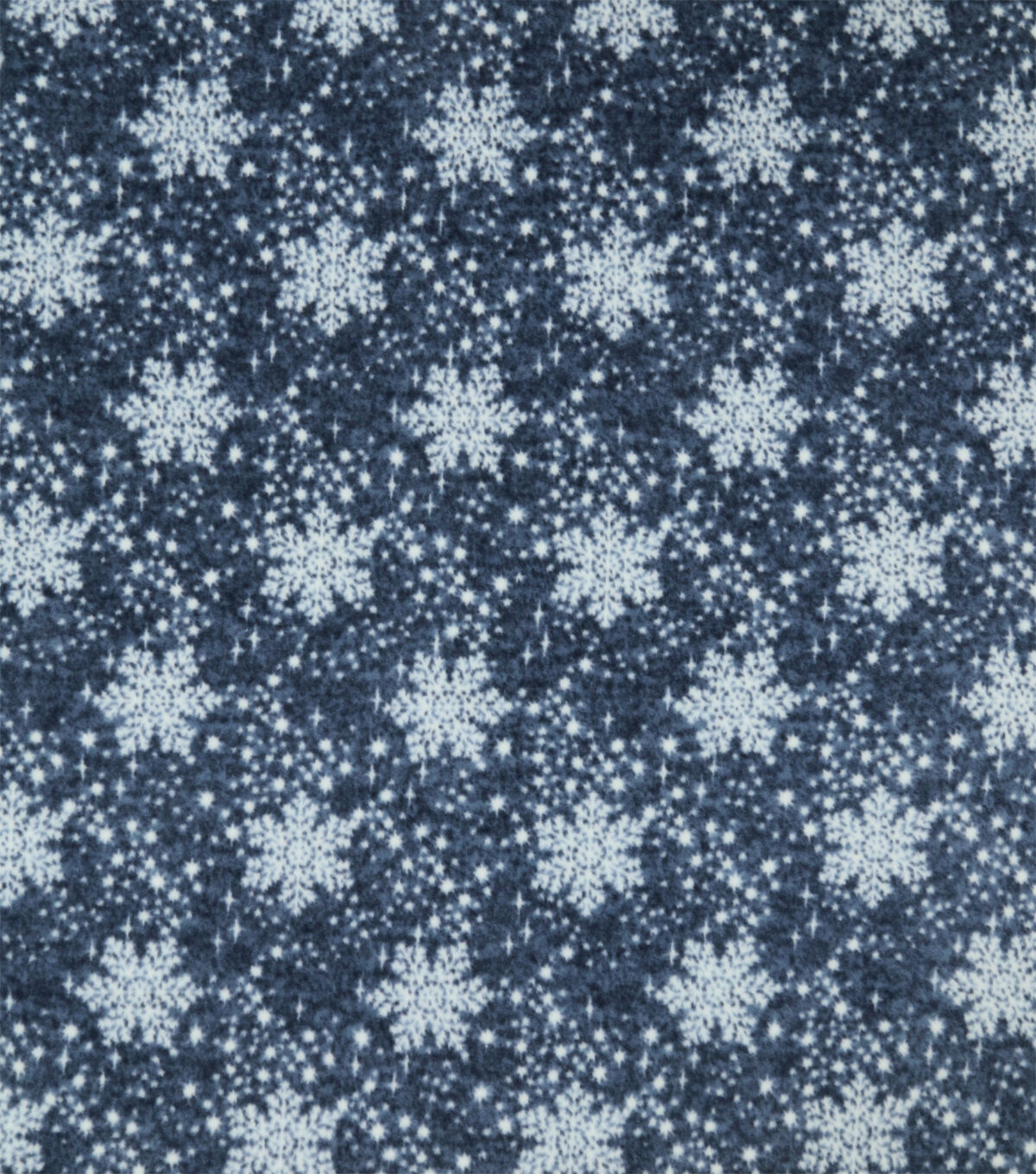 Blue Starry Night Snowflake Luxe Fleece Fabric