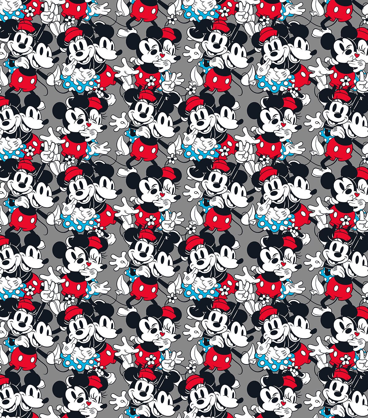 Mickey and Minnie Mouse Vintage Packed Cotton Fabric