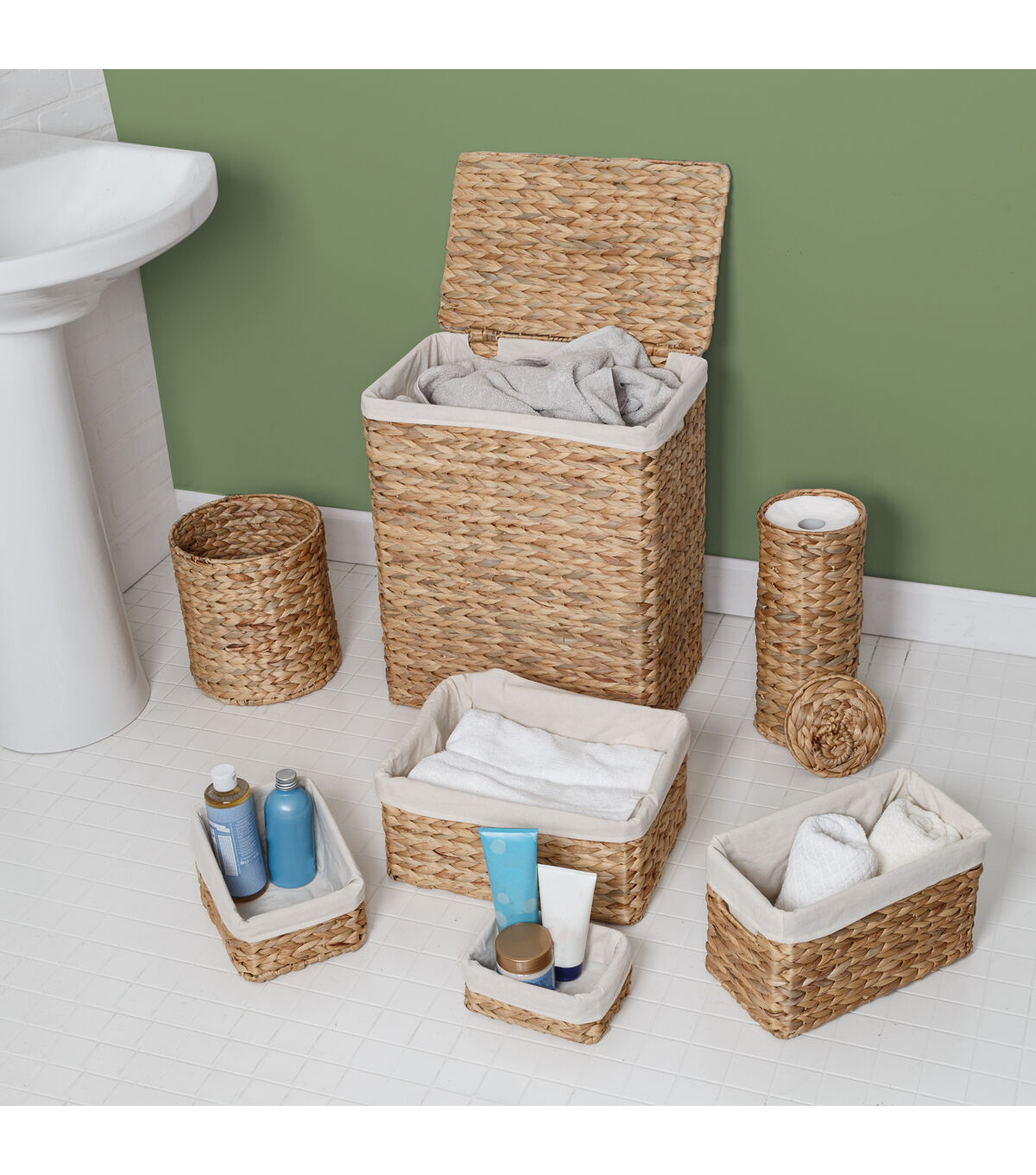 Honey Can Do 18.5 x 22 Natural Water Hyacinth Storage Baskets 7ct